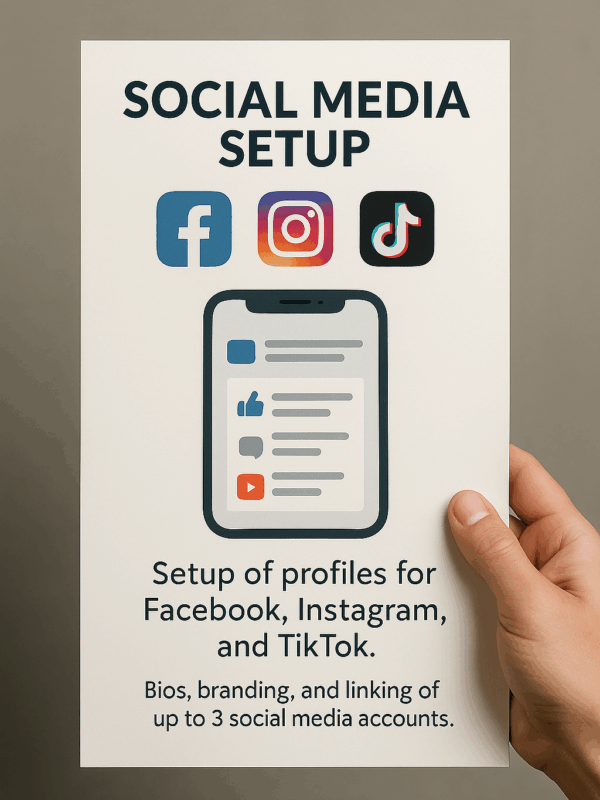Social Media Setup – Facebook, Instagram & TikTok
